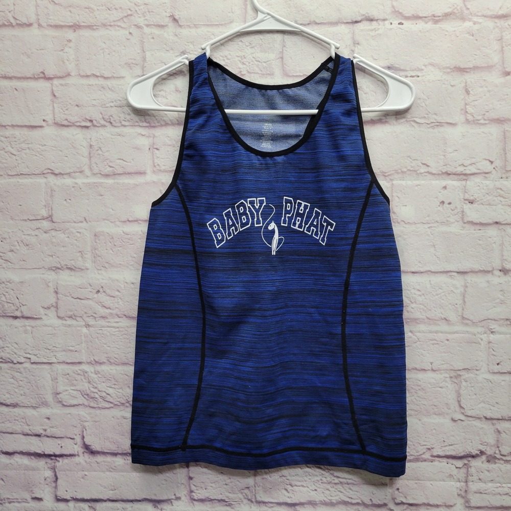 Baby Phat Blue Space‎ Dye Tank Top Women 1X 2X Racerback Gym Athletic Y2K Sporty